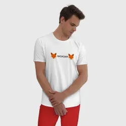 Мужская пижама с белой футболкой хлопок Лисиськи - Лисы - фото 2