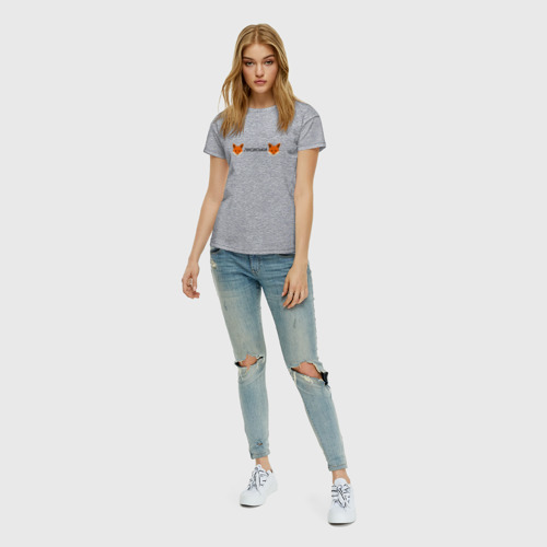 Женская футболка хлопок Лисиськи - Лисы, цвет меланж - фото 5
