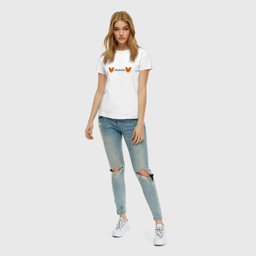 Женская футболка хлопок Лисиськи - Лисы, цвет белый - фото 5