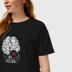 Женская футболка хлопок Oversize Ai Искусственный интеллект - фото 2