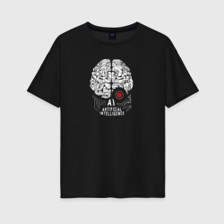 Женская футболка хлопок Oversize Ai Искусственный интеллект