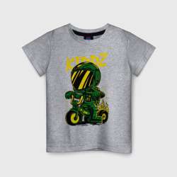 Детская футболка хлопок Велосипедист с горящими колёсами