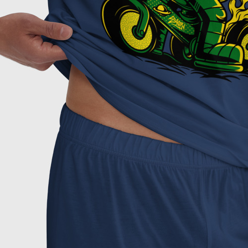 Мужская пижама хлопок Велосипедист с горящими колёсами, цвет темно-синий - фото 6