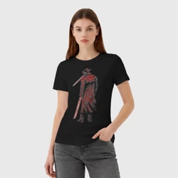 Женская футболка хлопок Человек Катана силуэт - фото 2