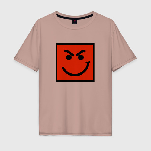 Мужская футболка хлопок Oversize Bon Jovi have a nice Day smile logo, цвет пыльно-розовый