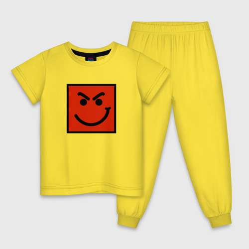 Детская пижама хлопок Bon Jovi have a nice Day smile logo, цвет желтый