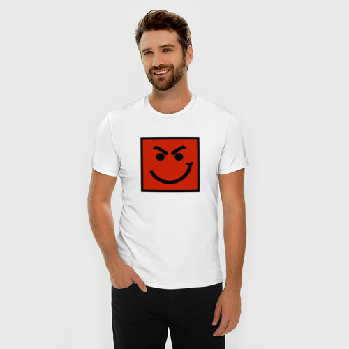 Мужская футболка хлопок Slim Bon Jovi have a nice Day smile logo, цвет белый - фото 3