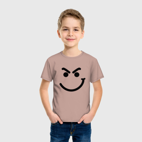 Детская футболка хлопок с принтом BON JOVI HAVE A NICE DAY СМАЙЛ ЛИЦО, фото на моделе #1