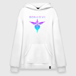 Худи SuperOversize хлопок Bon Jovi neon logo heart