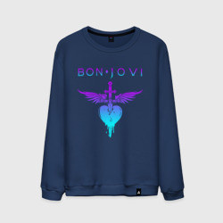Мужской свитшот хлопок Bon Jovi neon logo heart