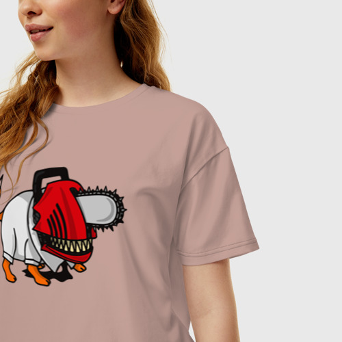 Женская футболка хлопок Oversize с принтом Дэчита Человек-бензопила, фото на моделе #1