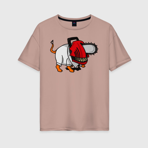 Женская футболка хлопок Oversize с принтом Дэчита Человек-бензопила, вид спереди #2