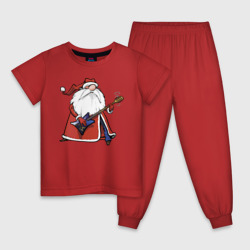 Детская пижама хлопок Дед Мороз гитарист