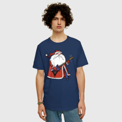 Мужская футболка хлопок Oversize Дед Мороз гитарист - фото 2