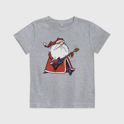 Детская футболка хлопок Дед Мороз гитарист