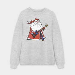 Мужской свитшот oversize без начеса хлопок Дед Мороз гитарист