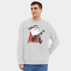 Мужской свитшот oversize без начеса хлопок Дед Мороз гитарист - фото 2