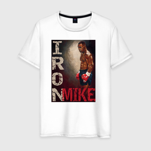 Мужская футболка из хлопка с принтом Железный Майк Тайсон, вид спереди №1