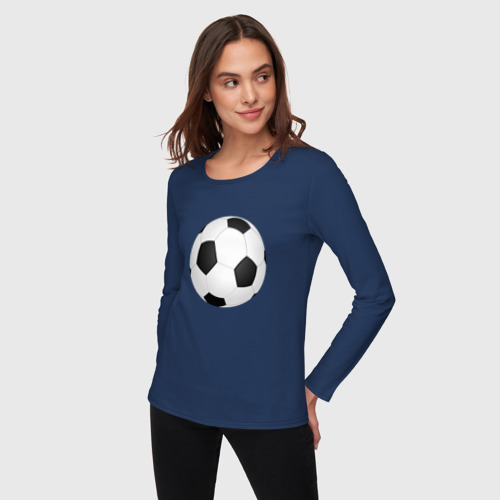 Женский лонгслив хлопок Футбольный мяч, цвет темно-синий - фото 3