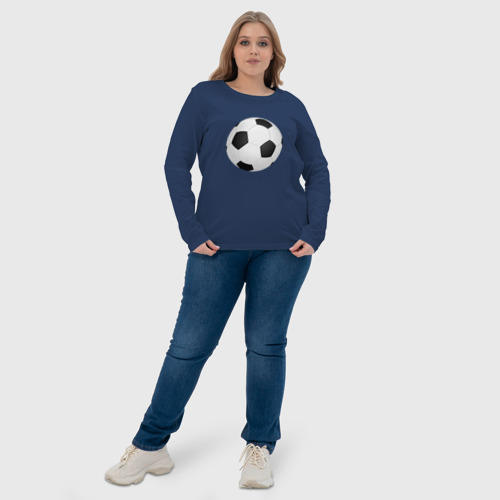 Женский лонгслив хлопок Футбольный мяч, цвет темно-синий - фото 6
