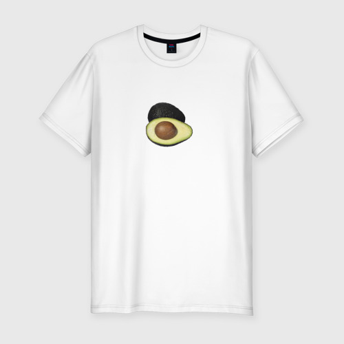 Мужская приталенная футболка из хлопка с принтом Авокадо, вид спереди №1
