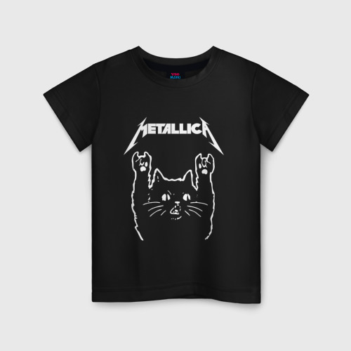 Детская футболка из хлопка с принтом Metallica Металлика, вид спереди №1