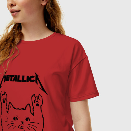 Женская футболка хлопок Oversize с принтом Metallica Металлика, фото на моделе #1