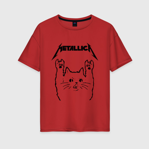 Женская футболка хлопок Oversize с принтом Metallica Металлика, вид спереди #2