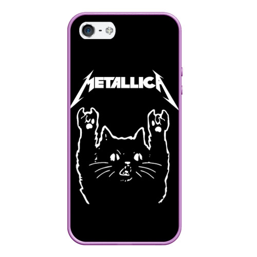 Чехол для iPhone 5/5S матовый Metallica Металлика, цвет сиреневый