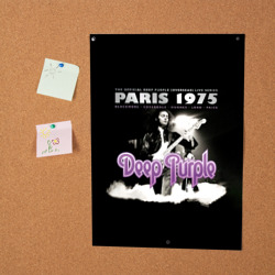 Постер с принтом Deep Purple - Paris 1975 для любого человека, вид спереди №2. Цвет основы: белый