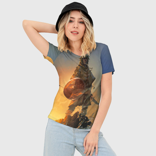 Женская футболка 3D Slim Винланд стоит на скале сага, цвет 3D печать - фото 3