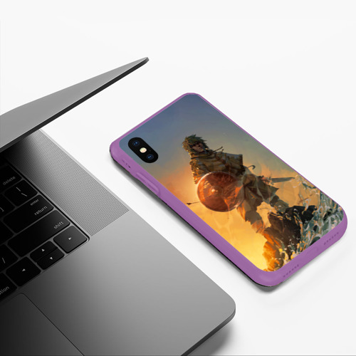 Чехол для iPhone XS Max матовый Винланд стоит на скале сага, цвет фиолетовый - фото 5