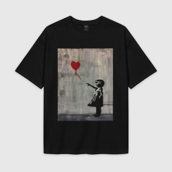 Женская футболка Oversize хлопок texturе Граффити Banksy