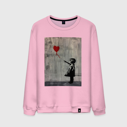 Мужской свитшот хлопок Граффити Banksy, цвет светло-розовый