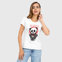 Женская футболка хлопок Slim Грустный медведь панда - фото 2