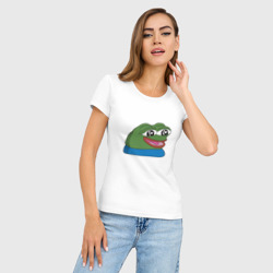 Женская футболка хлопок Slim Pepe, pepe happy, Пепе хеппи - фото 2