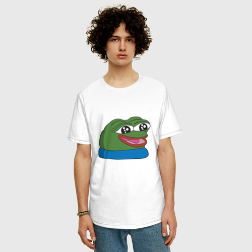 Мужская футболка хлопок Oversize Pepe, pepe happy, Пепе хеппи, цвет белый - фото 3