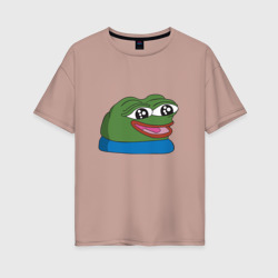 Женская футболка хлопок Oversize Pepe, pepe happy, Пепе хеппи