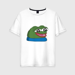 Женская футболка хлопок Oversize Pepe, pepe happy, Пепе хеппи