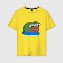 Женская футболка хлопок Oversize Pepe, pepe happy, Пепе хеппи