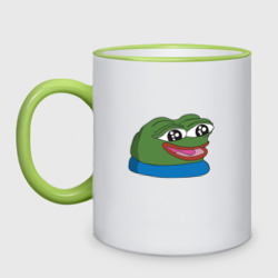 Кружка двухцветная Pepe, pepe happy, Пепе хеппи