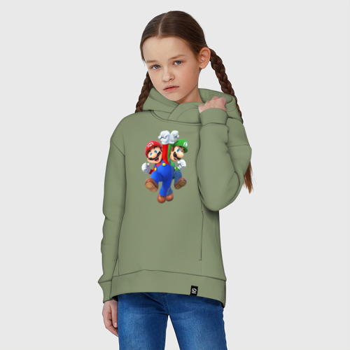 Детское худи Oversize хлопок Mario Bros, цвет авокадо - фото 3