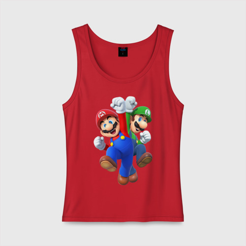 Женская майка хлопок Mario Bros, цвет красный