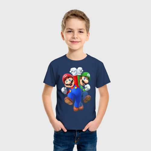 Детская футболка хлопок Mario Bros, цвет темно-синий - фото 3