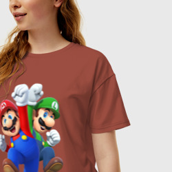 Женская футболка хлопок Oversize Mario Bros - фото 2