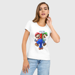 Женская футболка хлопок Slim Mario Bros - фото 2