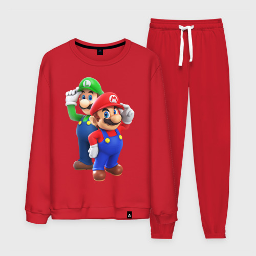 Мужской костюм хлопок с принтом Mario Bros, вид спереди #2