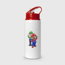 Бутылка для воды с трубочкой Mario Bros