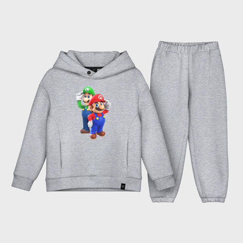 Детский костюм хлопок Oversize Mario Bros, цвет меланж