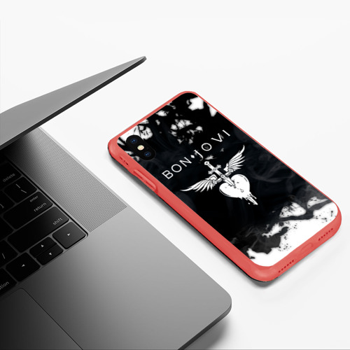 Чехол для iPhone XS Max матовый Bon Jovi Бон Джови, цвет красный - фото 5